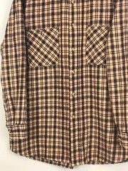 Timberland Men M Button Down Workwear Plaid Shirt Heavyweight Cotton Beige