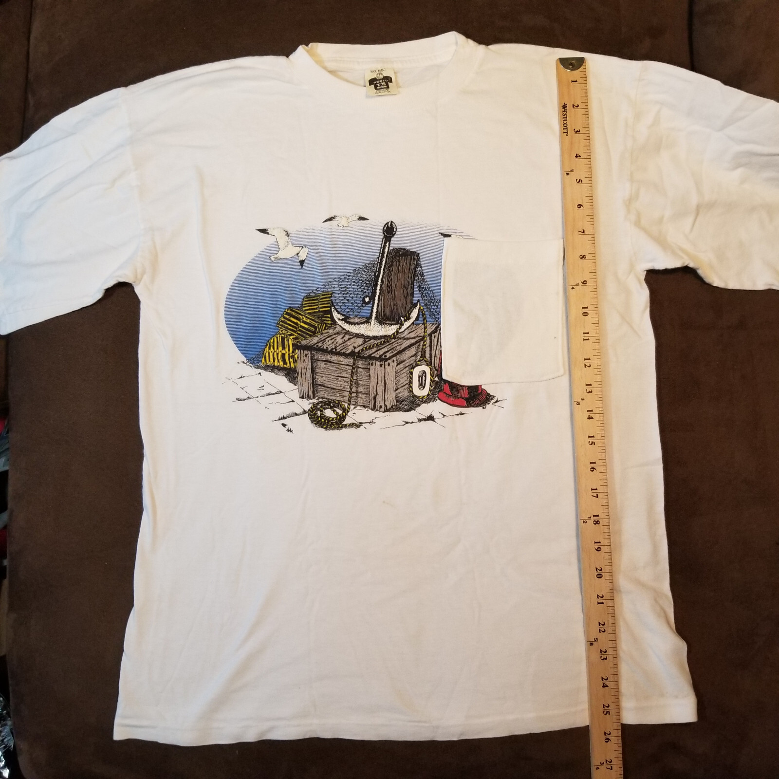 VTG SINGLE STITCH T-SHIRT HERING COMPANY MEN’S LARGE NAUTICAL DOCKS GRAPHIC