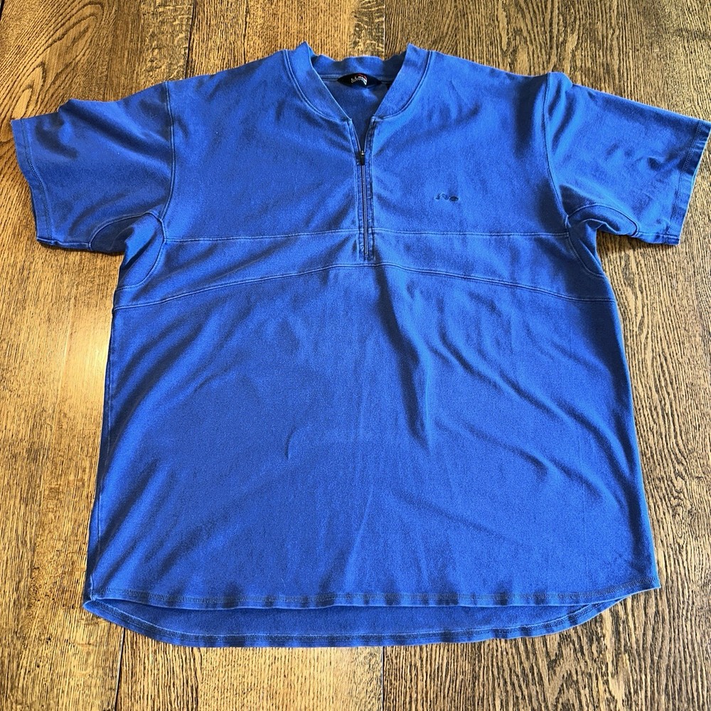 Vtg 80s 90s LL Bean Outdoor 1/4 Zip Pullover Shirt Mens XL Blue Short Sleeve