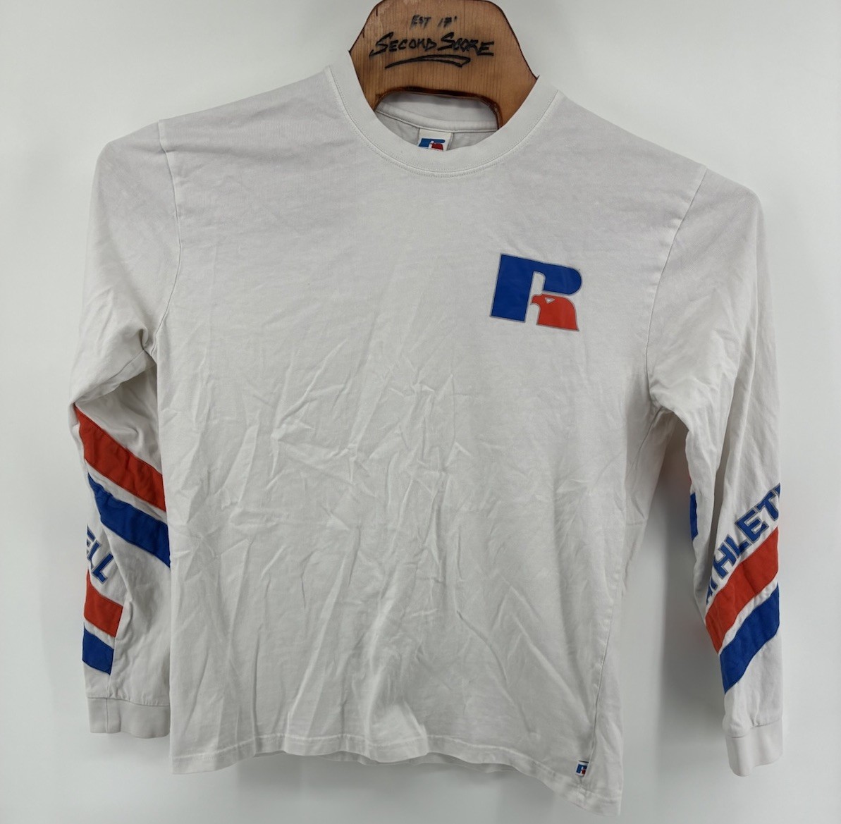 VNTG Y2K Russell Athletic Heritage Antonio Long Sleeve 100% Cotton T-Shirt Large gallery
