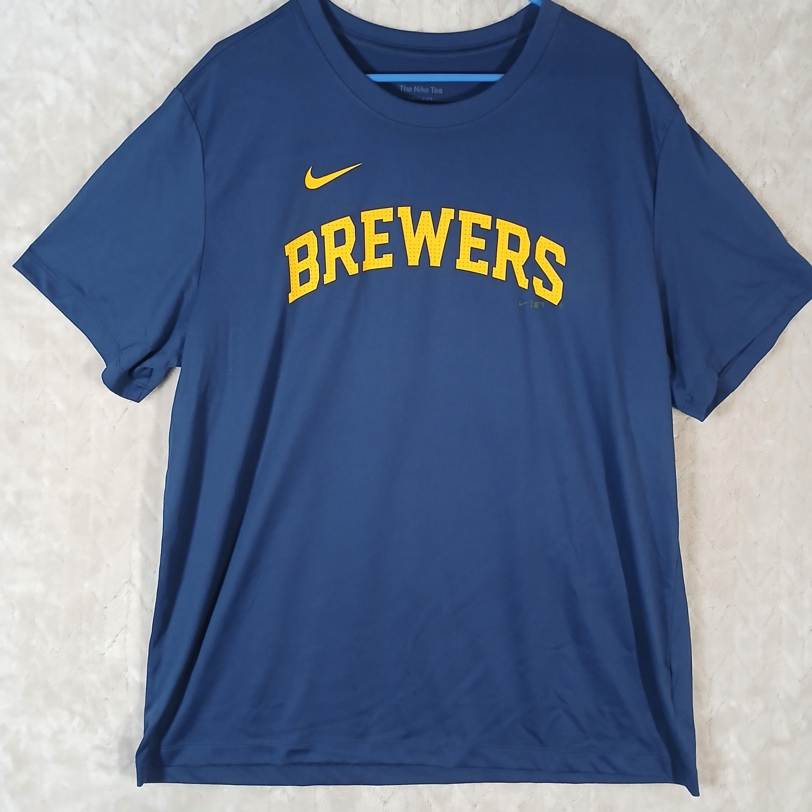 Nike Mens Milwaukee Brewers Dri-FIT T-Shirt Navy Blue XXL MLB Baseball Tee gallery