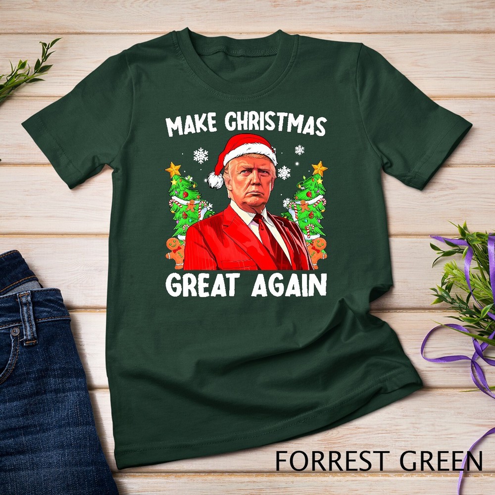 Make Christmas Great Again Funny Santa Trump 2024 Men Xmas Unisex T-shirt