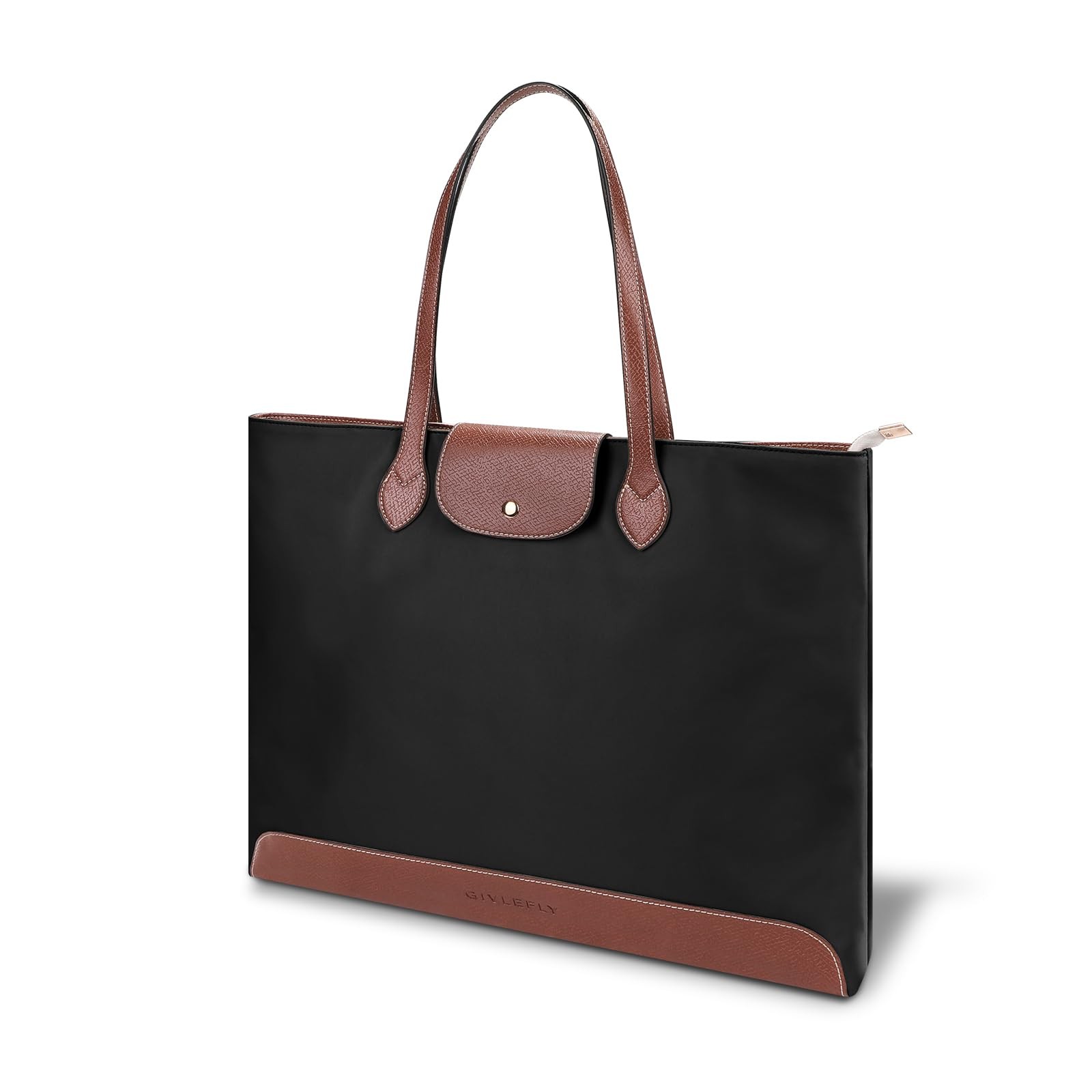 Slim Tote Bag for Women, Lightweight Shoulder Bag with Zipper, Structured Wor…