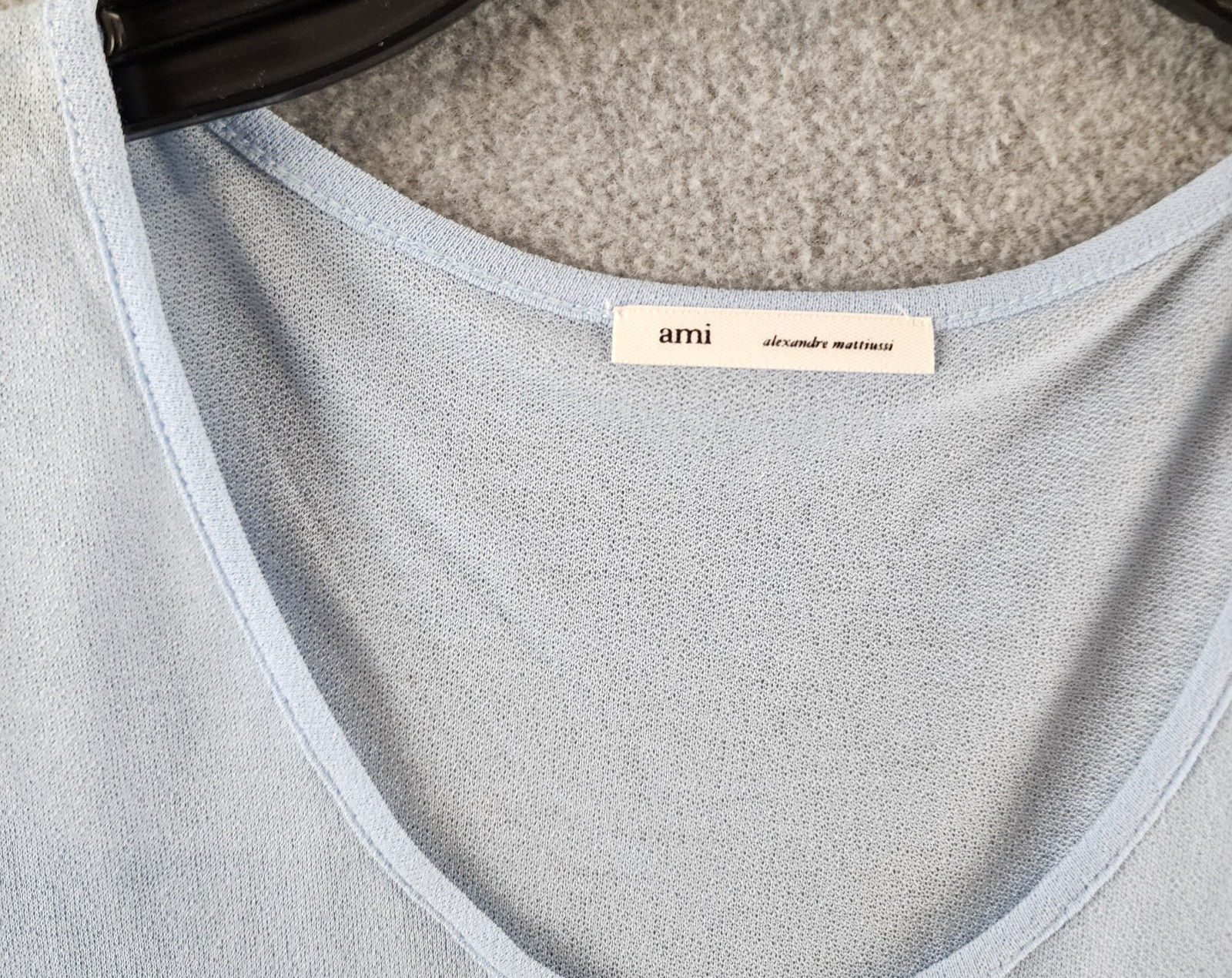AMI Alexandre Mattiussi Semi Sheer Tank Top Men's M Cashmere Blue Crew Neck gallery
