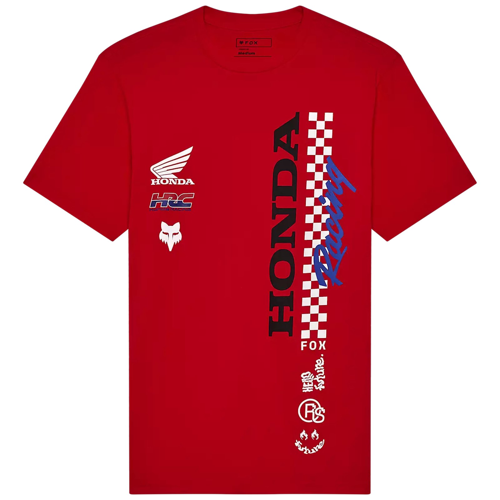 Fox Racing Red Honda Tee Shirt Lightweight Comfortable Fit Fine-Knit Fabric