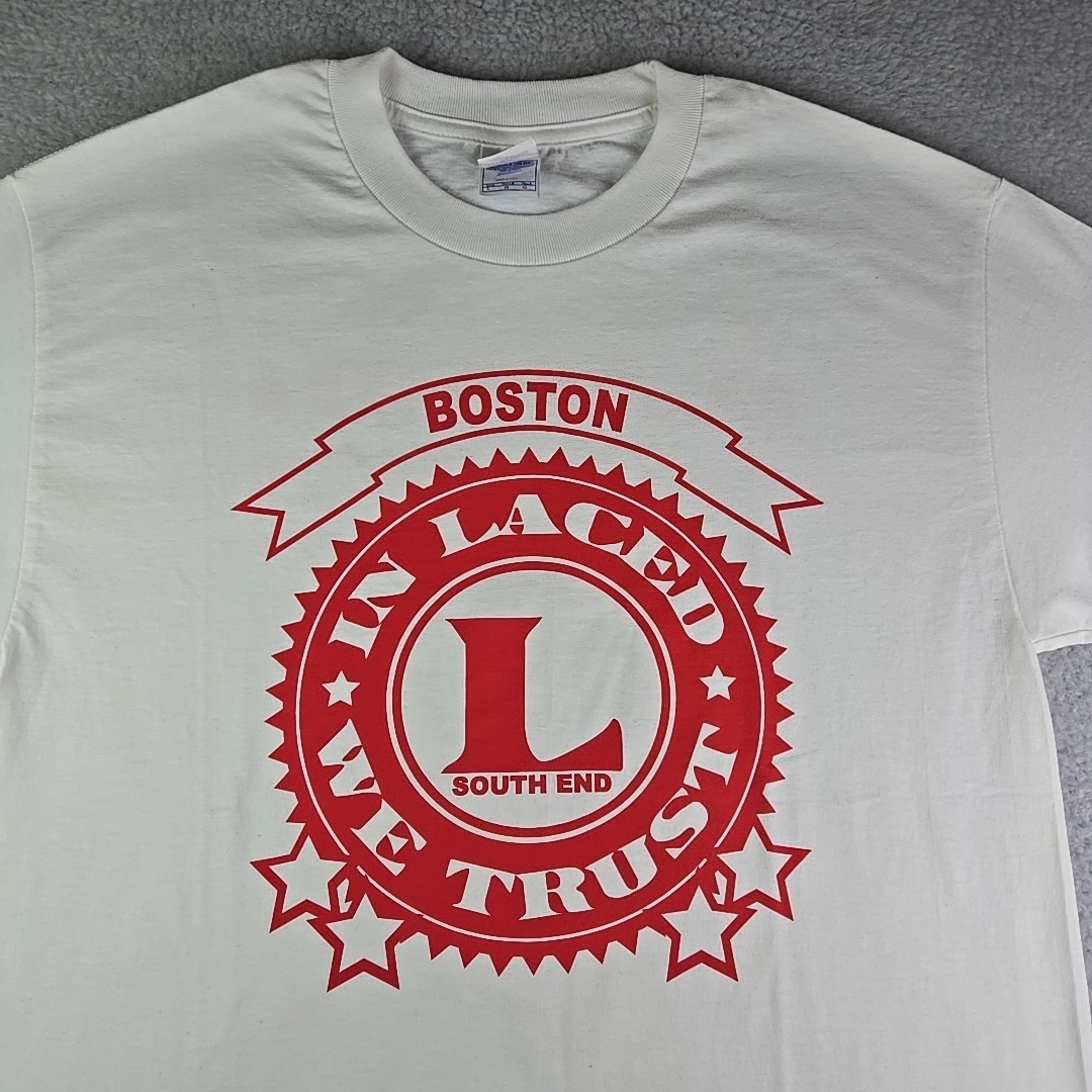 Laced “In Laced We Trust” T-Shirt Men’s Large White USA Made Boston Streetwear