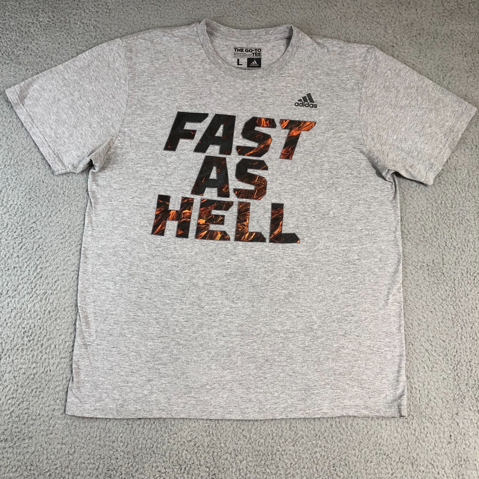 Adidas Shirt Mens Large Gray Athletic Minimal To-Go Tee Logo Graphic Spell Out gallery