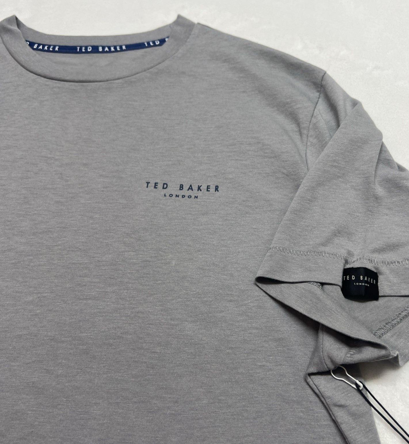 NWT Ted Baker Mens S London Logo Tee Lounge T-Shirt Gray Short Sleeve Spell Out
