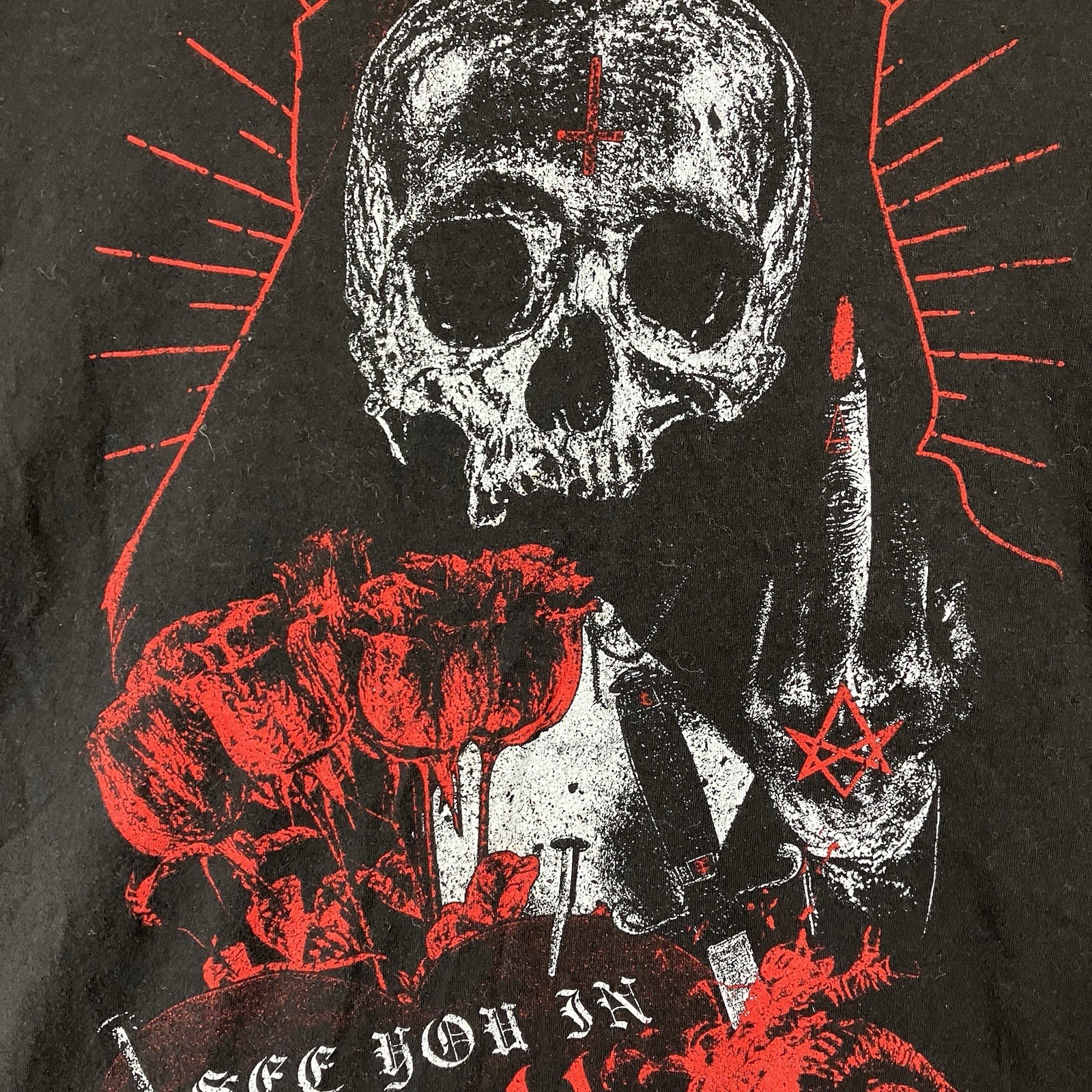 Black Craft Cult T Shirt Mens 2XL SEE YOU IN HELL Middle Finger Hugs & Kisses gallery