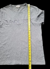 Authentic Alexander McQueen Gray Embroidered Cotton Jersey T-Shirt Size Medium