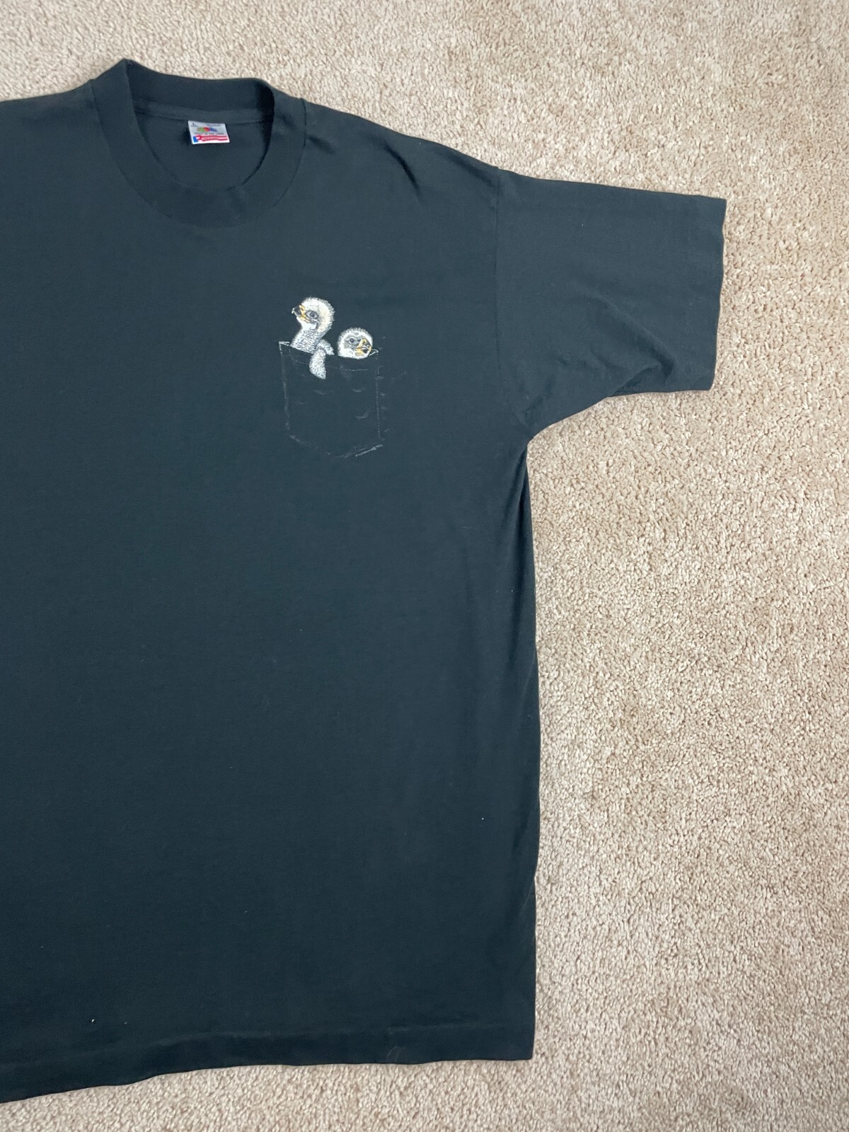 Vintage Fruit Of The Loom T-Shirt Mens Large Single Stitch Pocket Chicks Black gallery