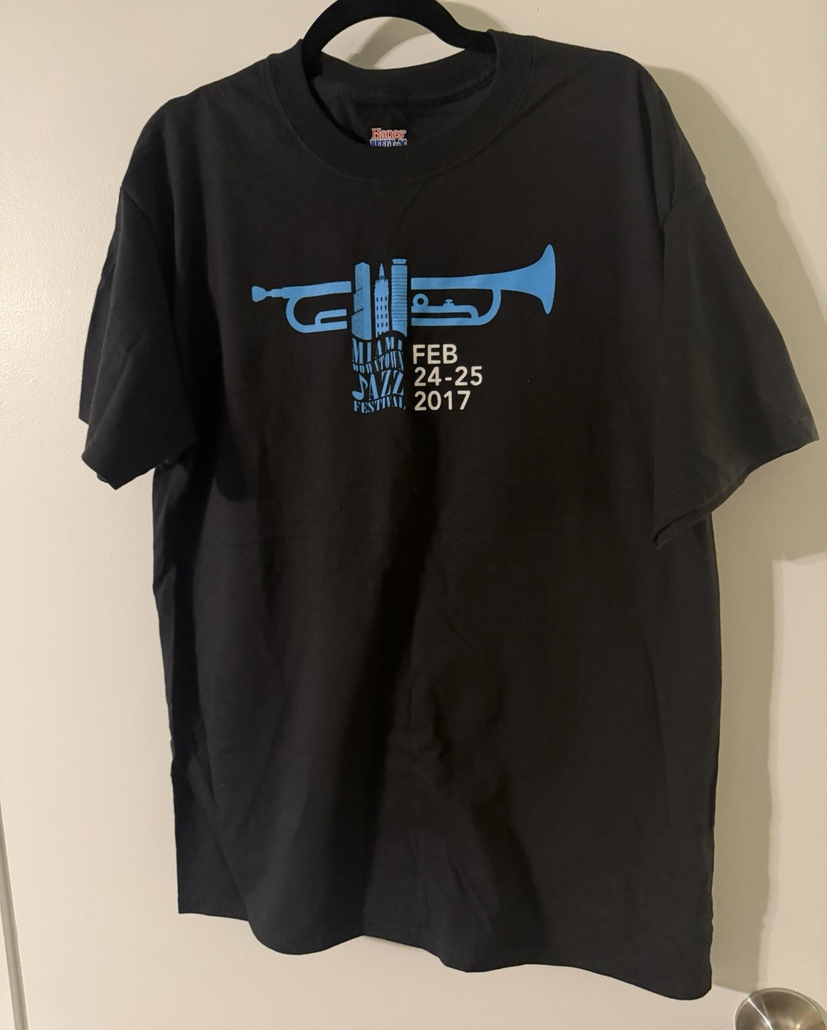 Hanes Beefy-T Men’s L Black Miami Jazz Festival T-Shirt 2017