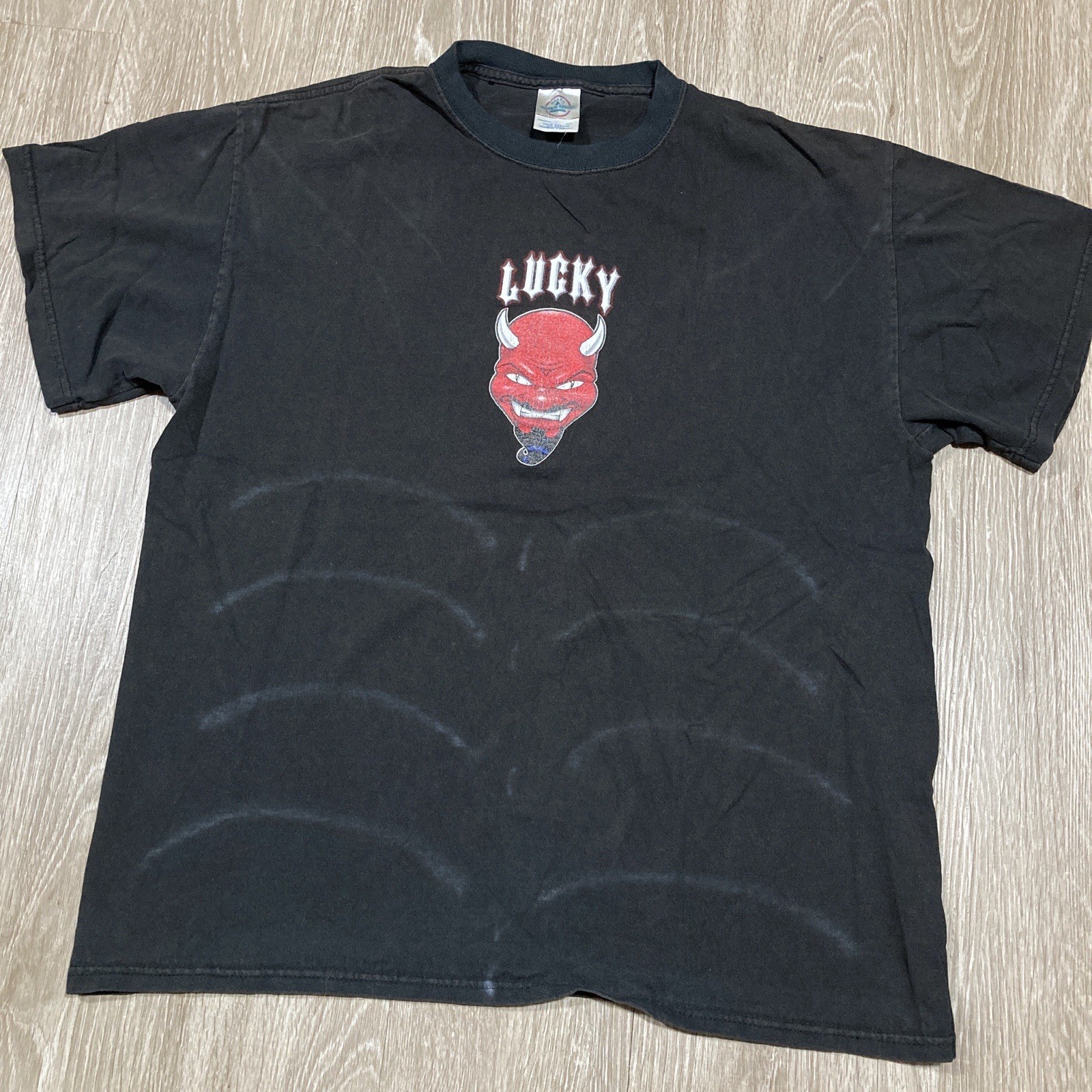 Lucky Shirt L Vintage 90s 00s Devil Skating Skater Skateboard Skate Tee gallery