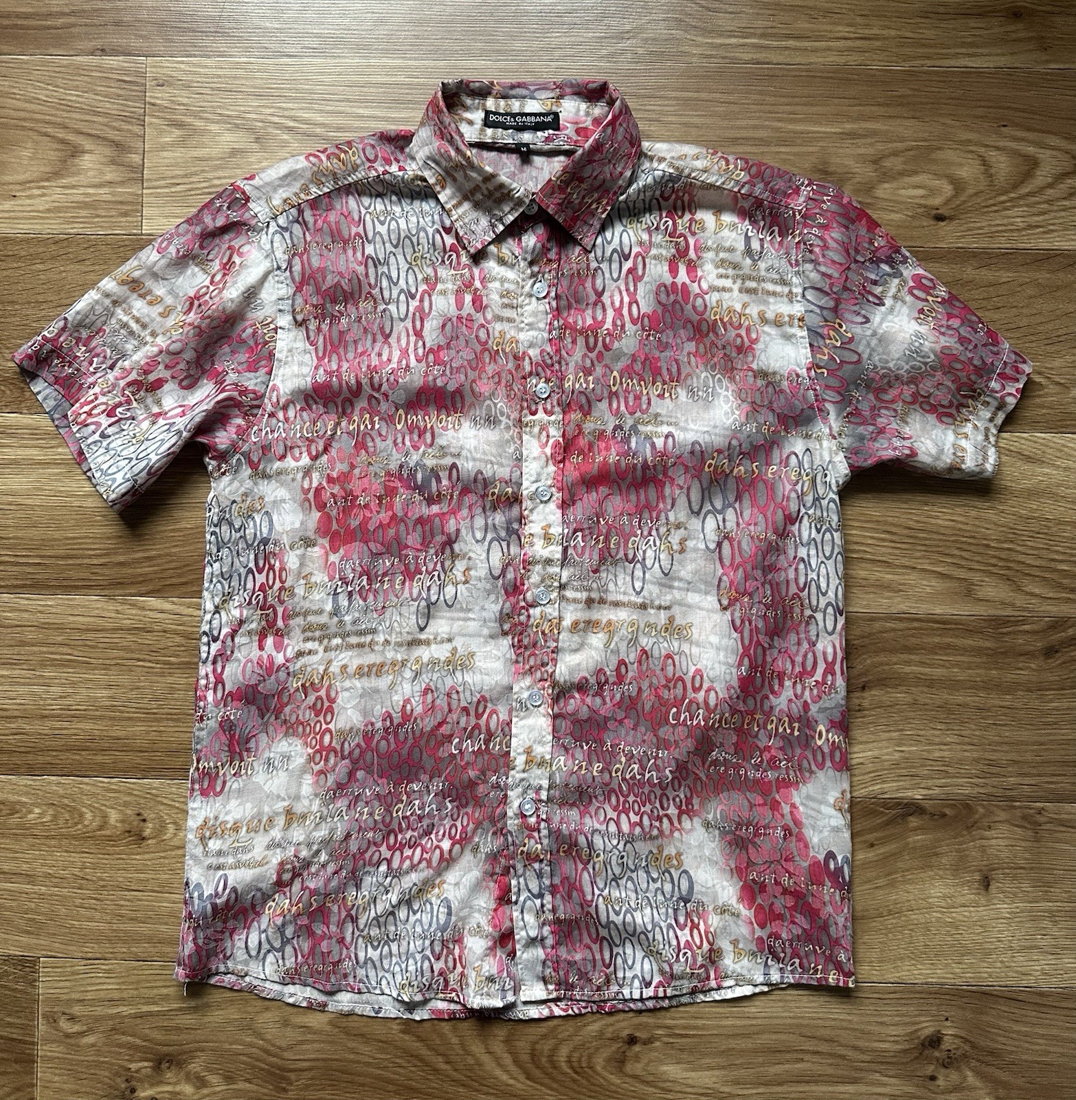 Dolce Gabbana Vintage Shirt Men M Graphic Text Abstract Spellout Silk Cotton Top gallery
