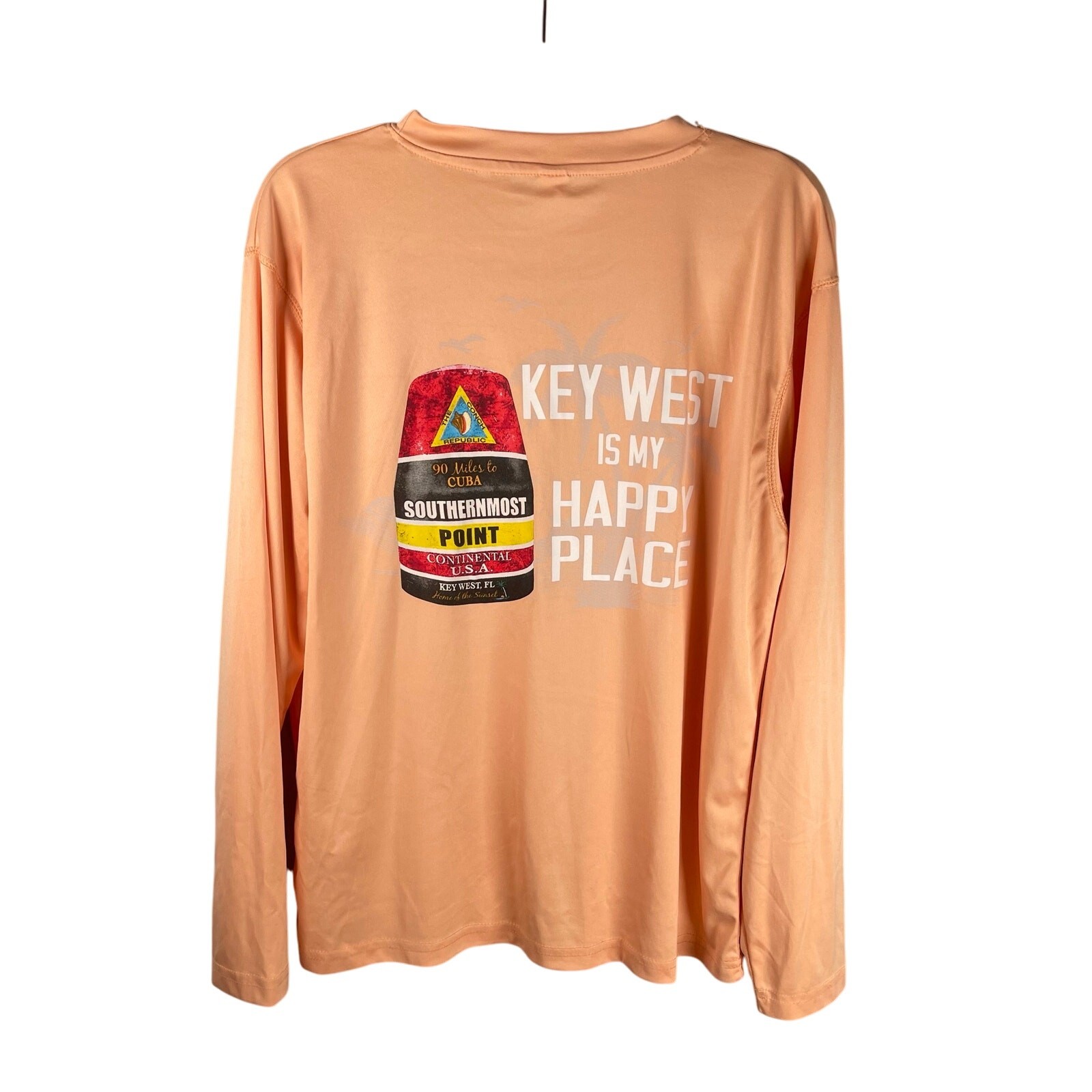 Key West Is My Happy Place T-shirt Medium Peach Orange Performance Long Sleeve gallery