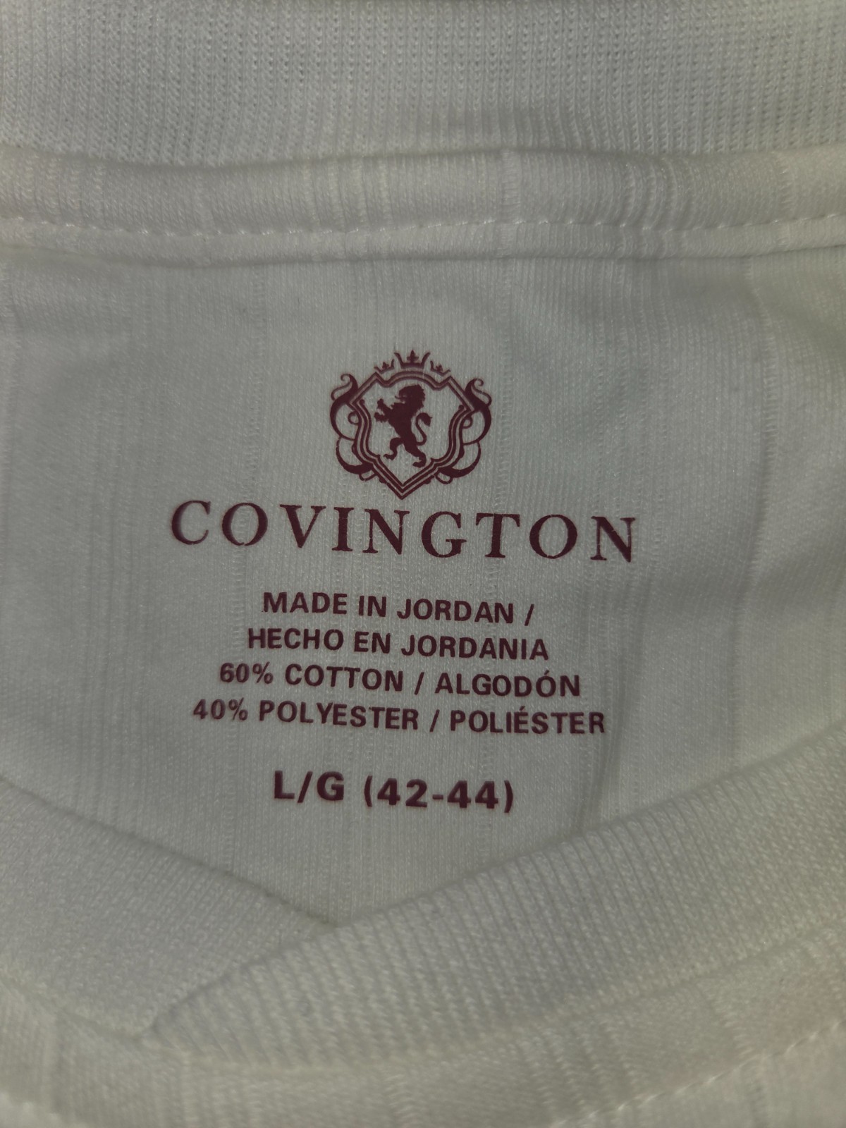 Covington Vertical Ribbed T Shirt Men Sz L White Short Sleeve Crew Neck Casual gallery