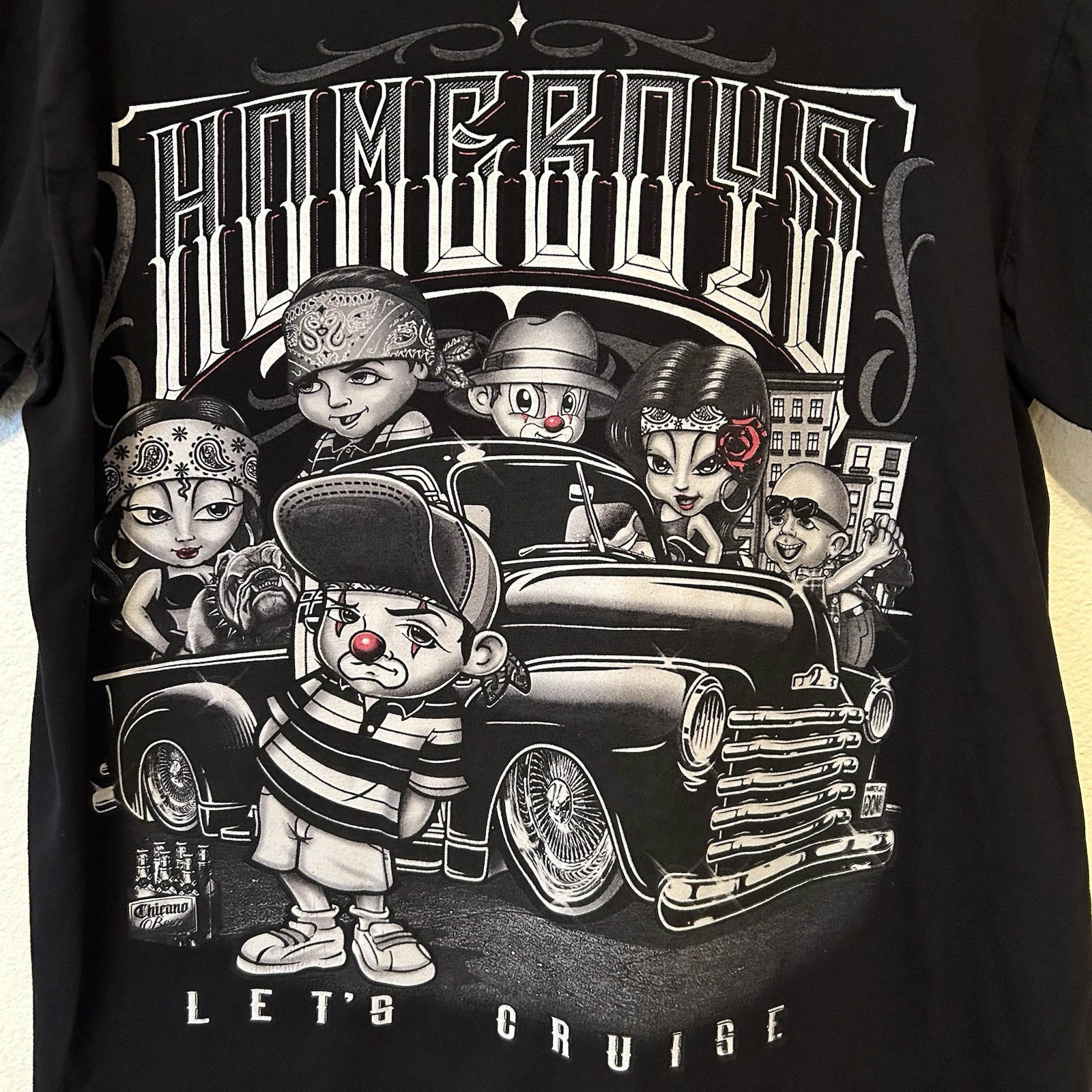 Homeboys Lets Cruise Lowrider Bomb Shirt Large Cholo Chola Paisley BG48 gallery