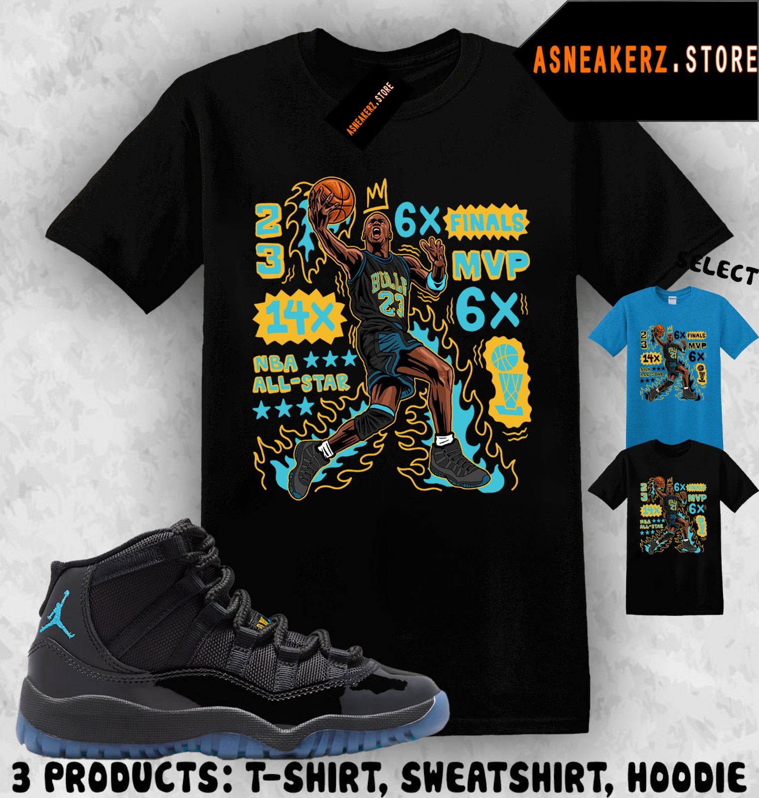 Tee Shirt Matching AJ 11 Gamma Blue 2025 To Match Sneaker MJ Flair 23 T-Shirt