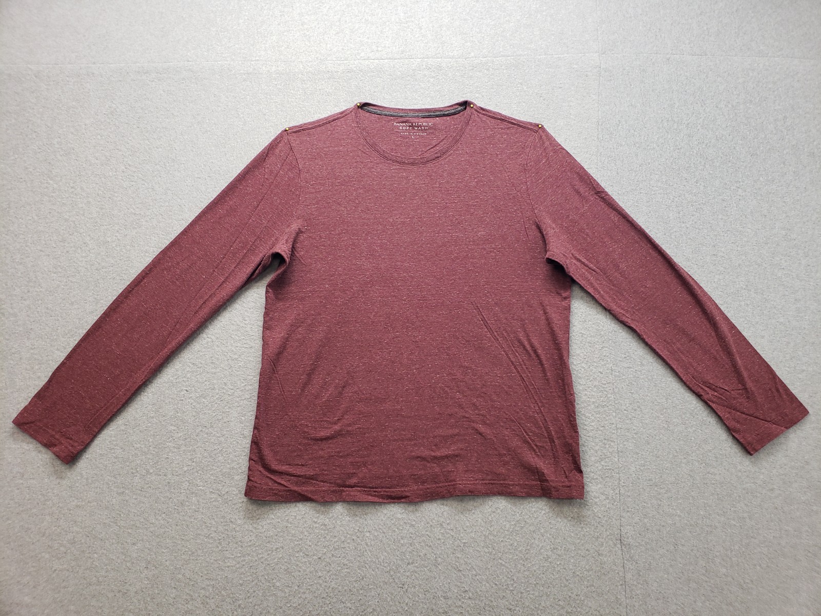 Banana Republic Men T Shirt L Burgundy Heather Crew Neck Long Sleeve Classic Tee
