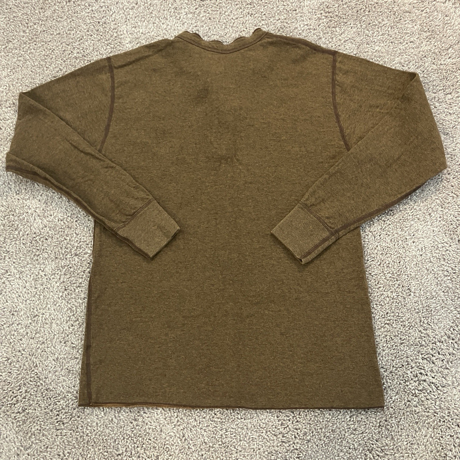 LL Bean River Driver Henley Shirt Sweater Long Sleeve Brown Mens Sz MEDIUM TALL gallery