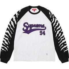 Supreme SS26 Tiger Raglan L/S Longsleeve Baseball Top White Size Small IN HAND