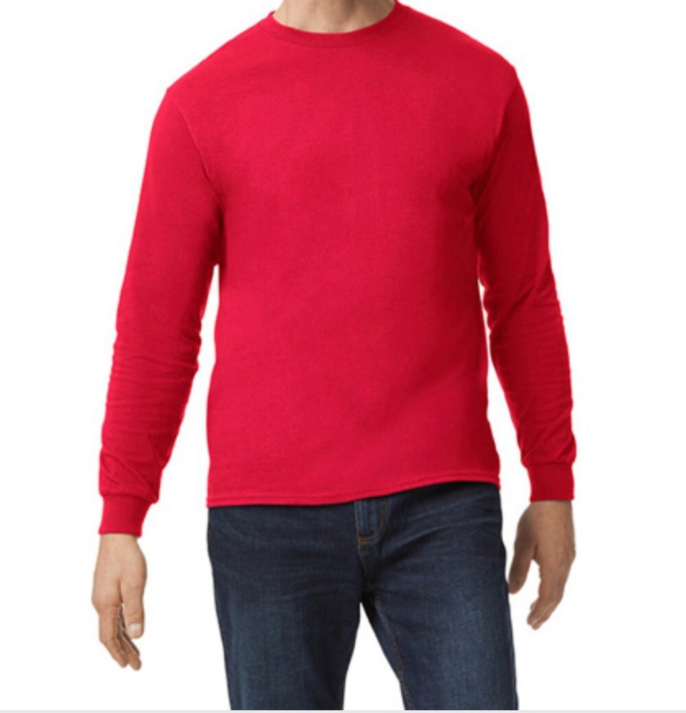 First Quality NEW Red Gildan Heavy Cotton Adult Long Sleeve T-Shirt, Size M.