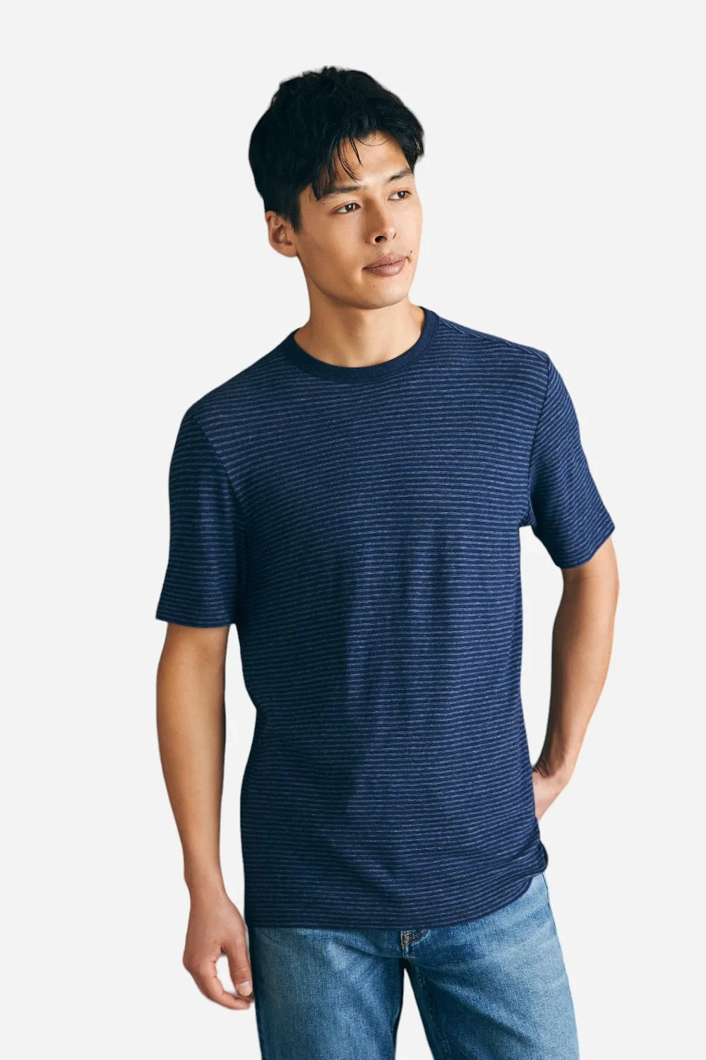 Faherty Vintage Chambray Tee T Shirt Men's XXL Navy Cove Striped $78 NWT gallery