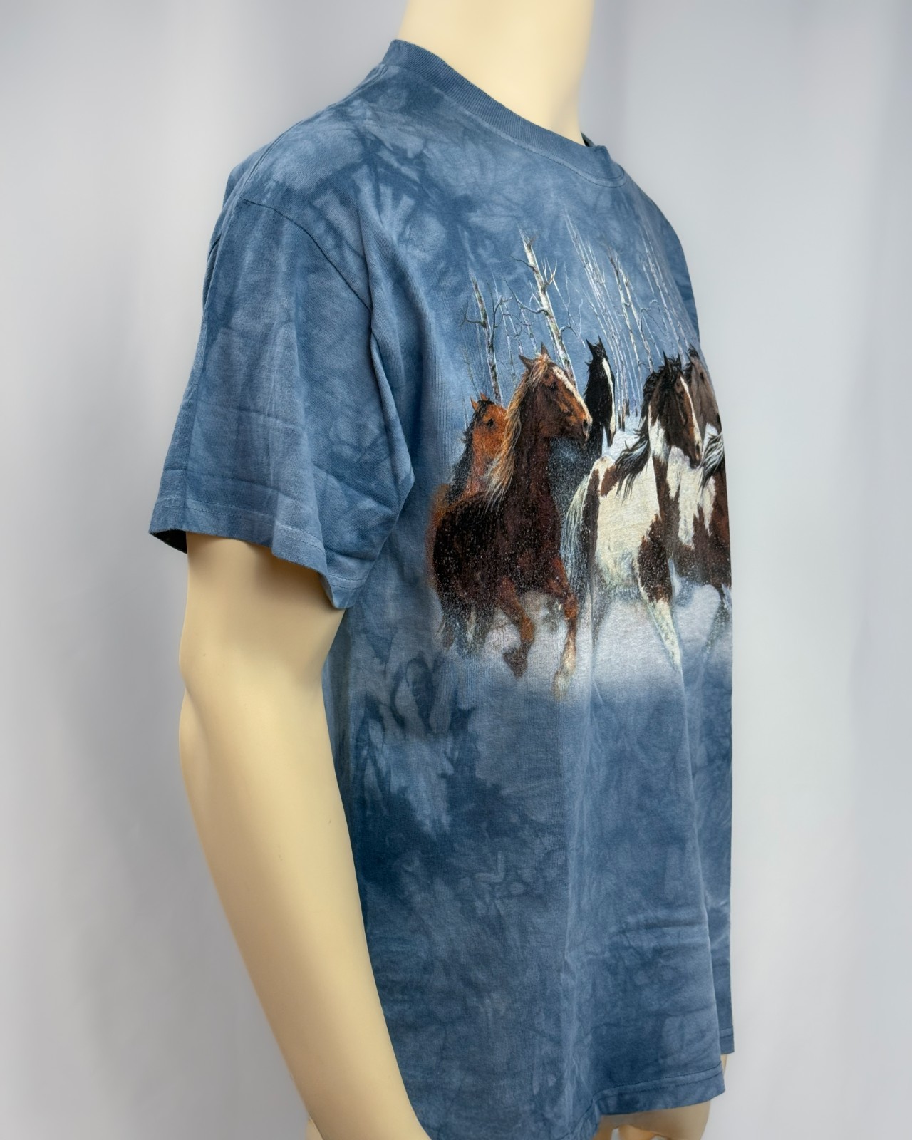 Vintage 1999 The Mountain Horse Snow T Shirt Large Blue Tie Dye Wild Wings USA gallery