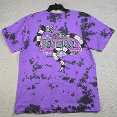 Beetlejuice Tie Dye Shirt Mens Large L Purple Distressed Classic Movie Retro NWD