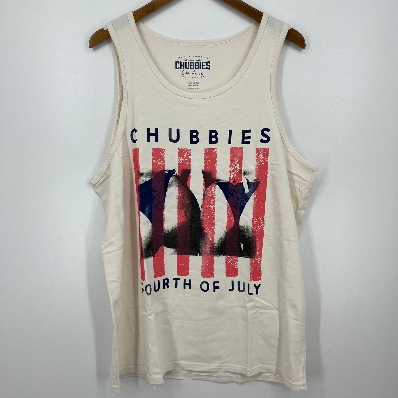 Chubbies Tank Top Men’s XL White Cream Fourth of July 4th USA Cotton New NWT