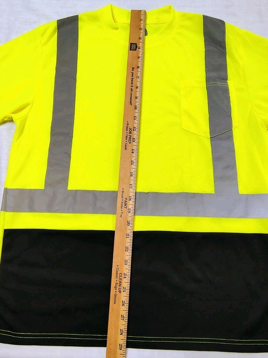 North 15 High Vis LS Safety Work T-Shirt Pocket ASNI Class 2 Yellow Black Sz L gallery