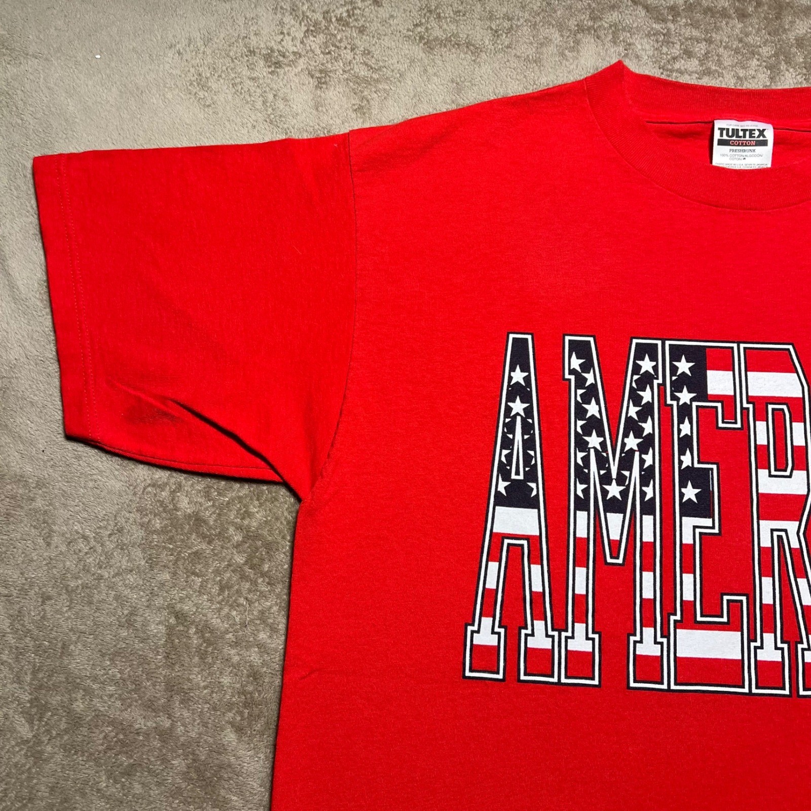 Vintage 90s America T Shirt Mens XL Red Patriotic USA Flag Graphic Tultex Tee gallery