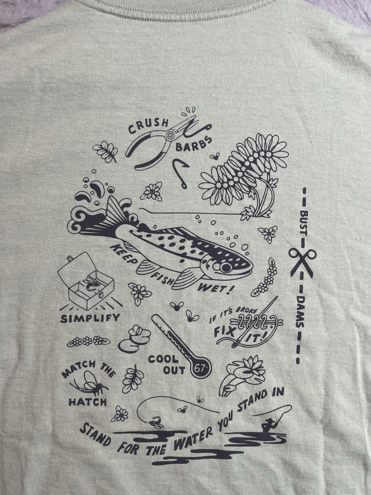 Patagonia Responsibili Tee Mens L Keep Fish Wet Graphic Tee Green gallery