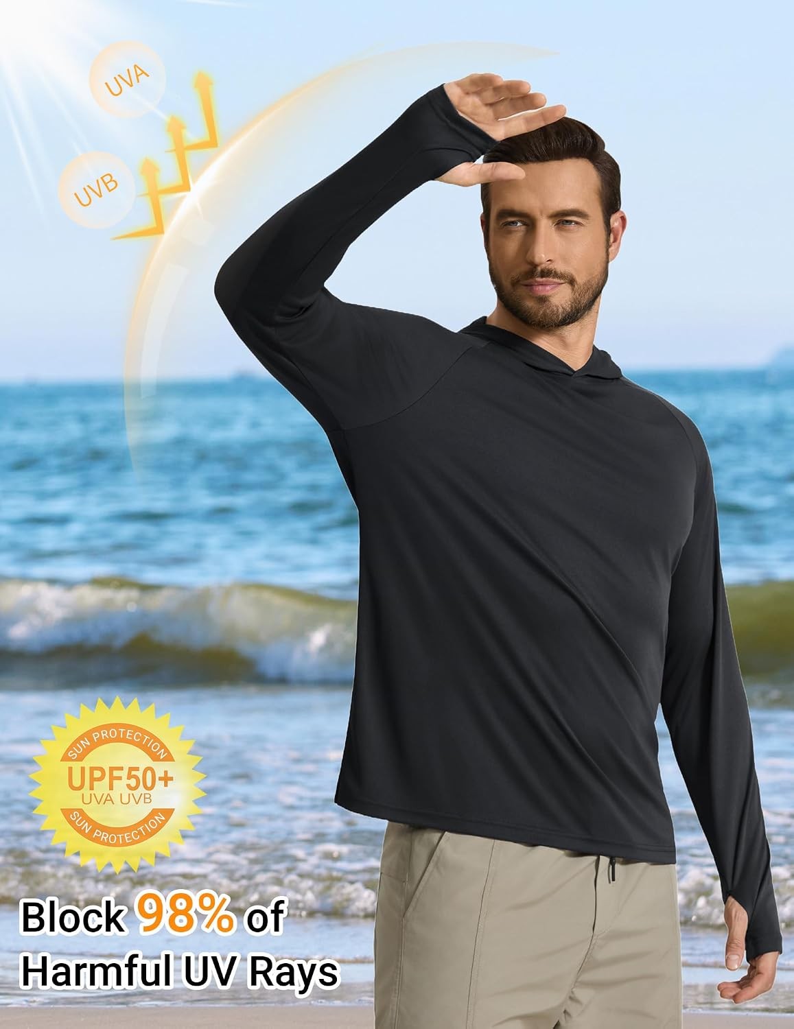 COOFANDY Men's UPF 50+ Sun Shirt Long Sleeve Fishing Shirt UV Protection Hoodie gallery