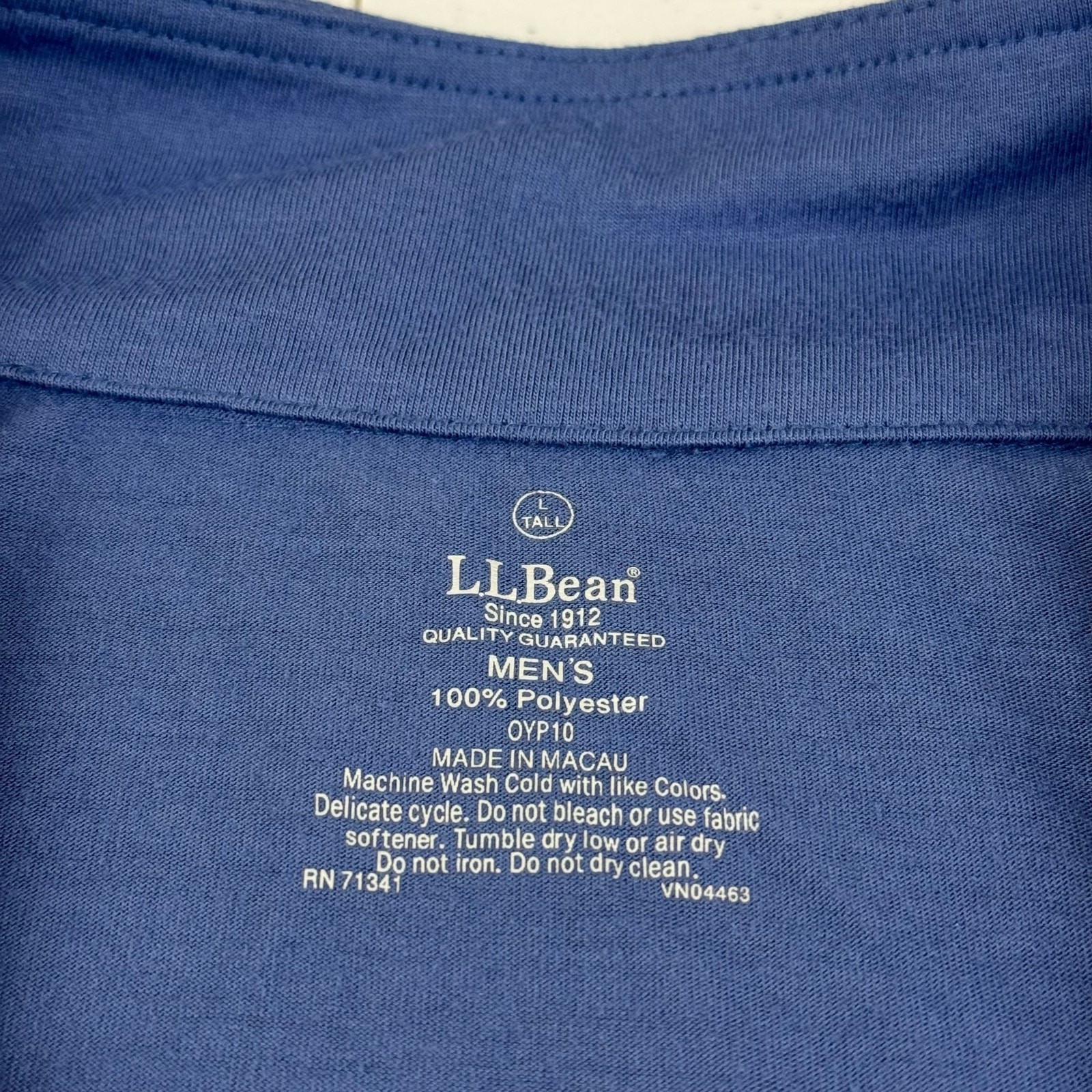 L.L. Bean Pullover Mens L TALL Blue Lightweight T-Shirt Baselayer 1/4 Zip Active gallery