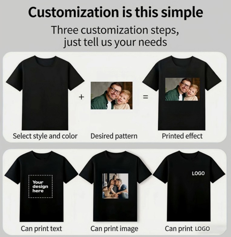 Personalized T Shirt Print Your Logo Photo Text Custom Made Tee for Kids & Adult gallery
