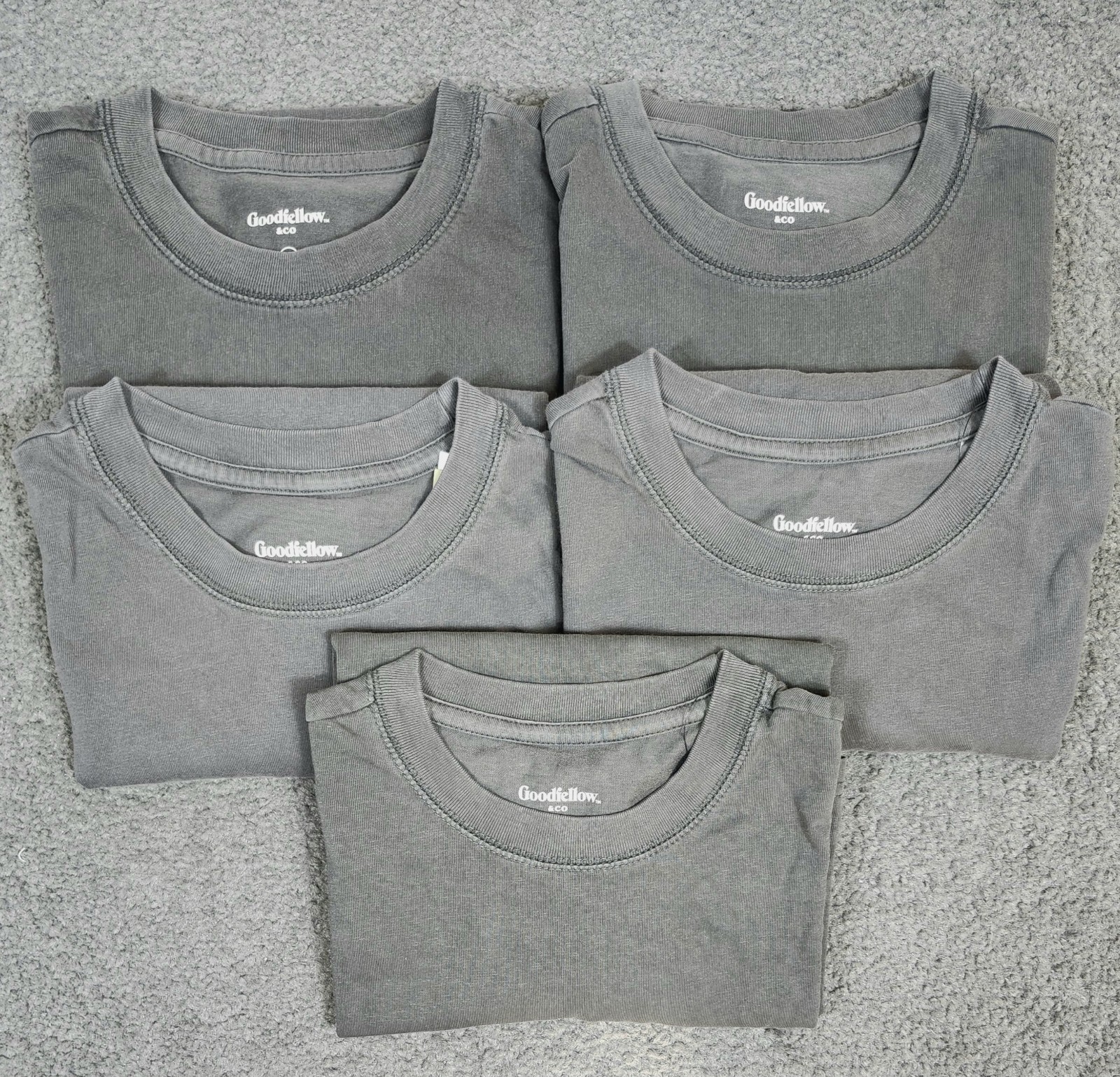 Men's Crew Neck T Shirts 5 Pack SMALL Black Charcoal Pocket Relaxed Goodfellow gallery