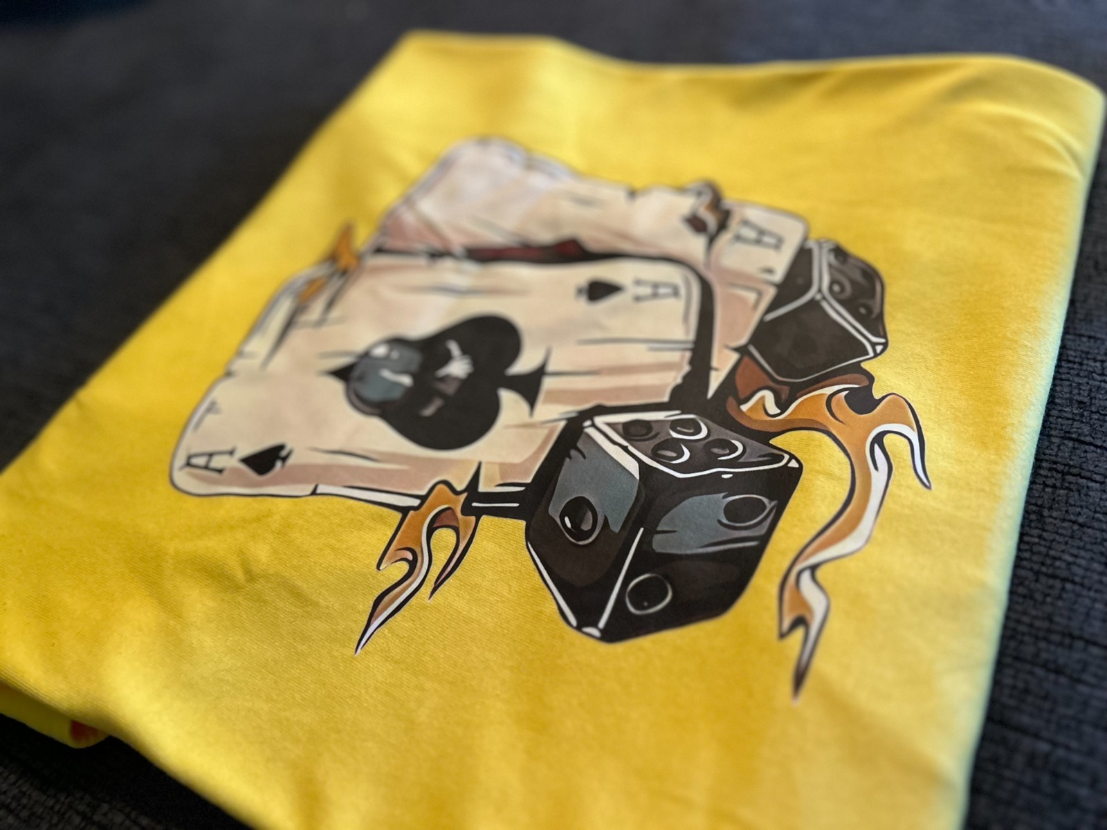 Ace Of Spades Dice Graphic T Shirt Yellow 2XL Men’s Streetwear Poker Tee gallery