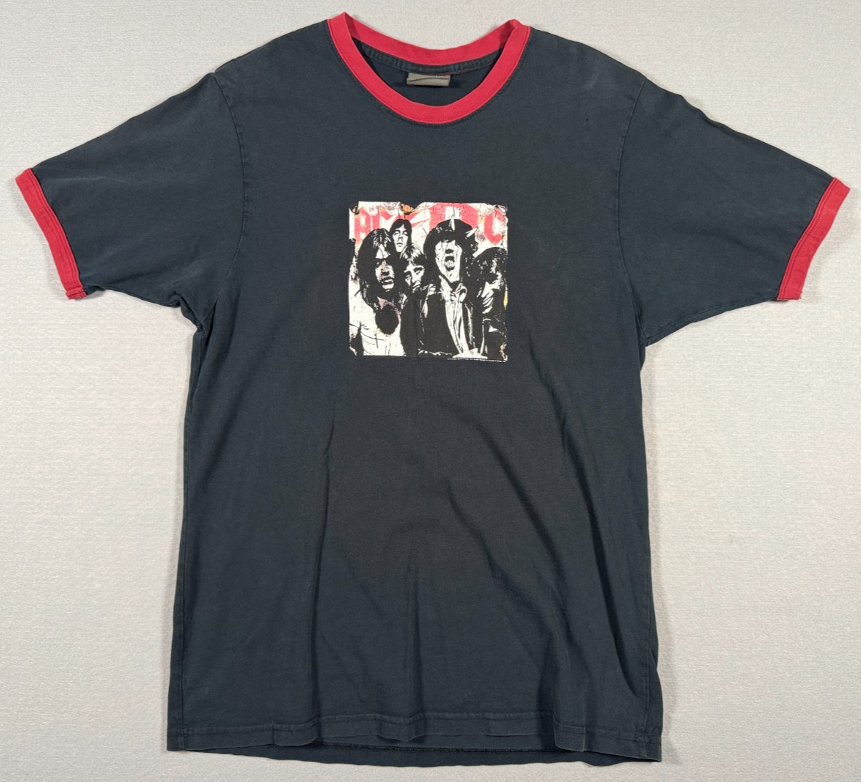 Vintage AC/DC BC Ethic Graphic Ringer T-Shirt 2003 – Black With Red Trim Size XL