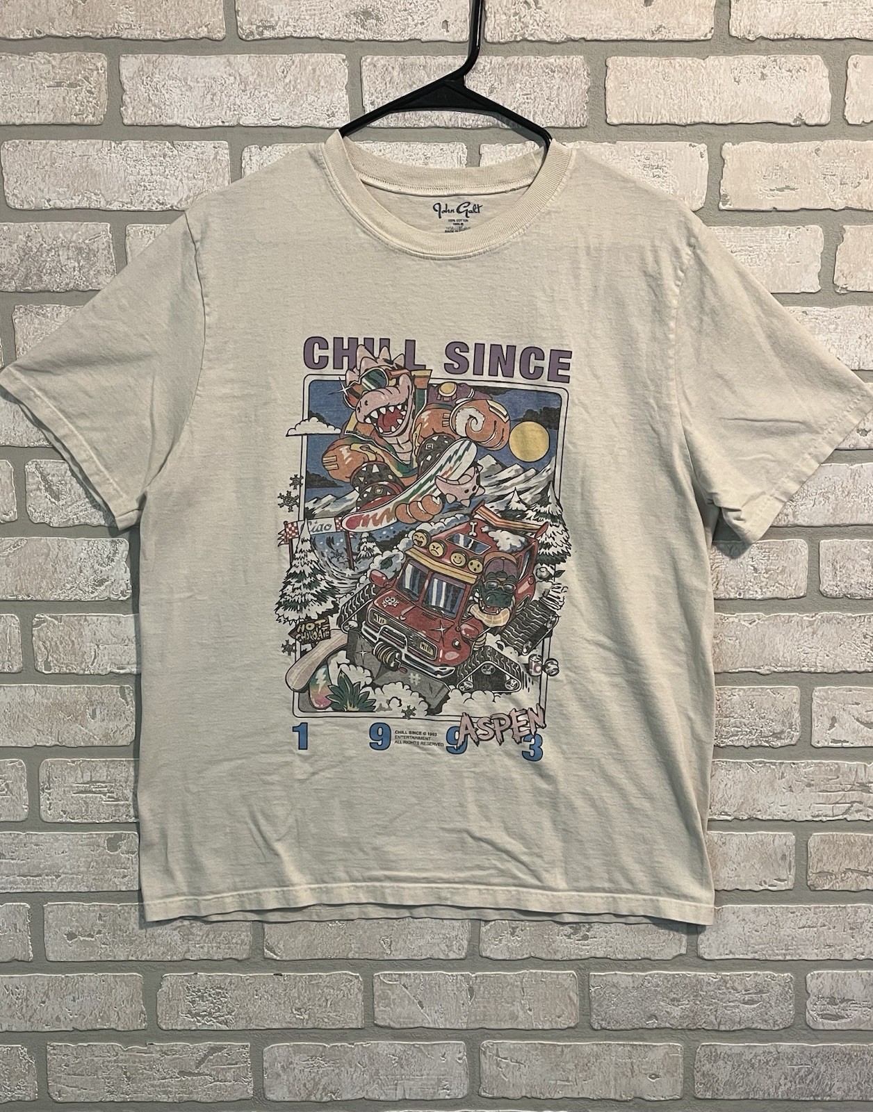 Vintage John Galt Aspen Switzerland Chill Since 1993 Single Stitch Tee OSFA gallery