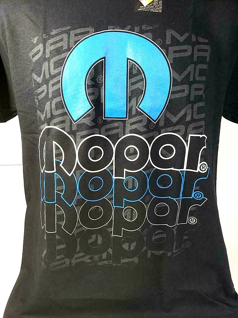 Black T-Shirt w/ Blue Mopar "M" Emblem & Three Color MOPAR Script gallery