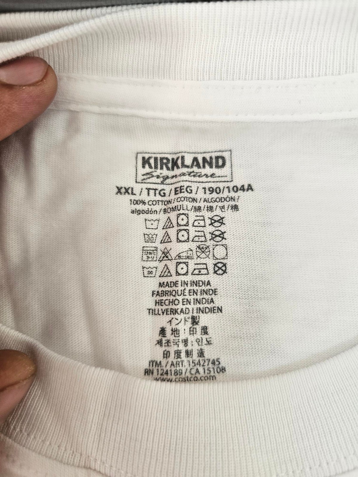 *5 PACK* XXL / 2XL - WHITE - Kirkland Signature Men’s Crew Neck Cotton Shirts gallery