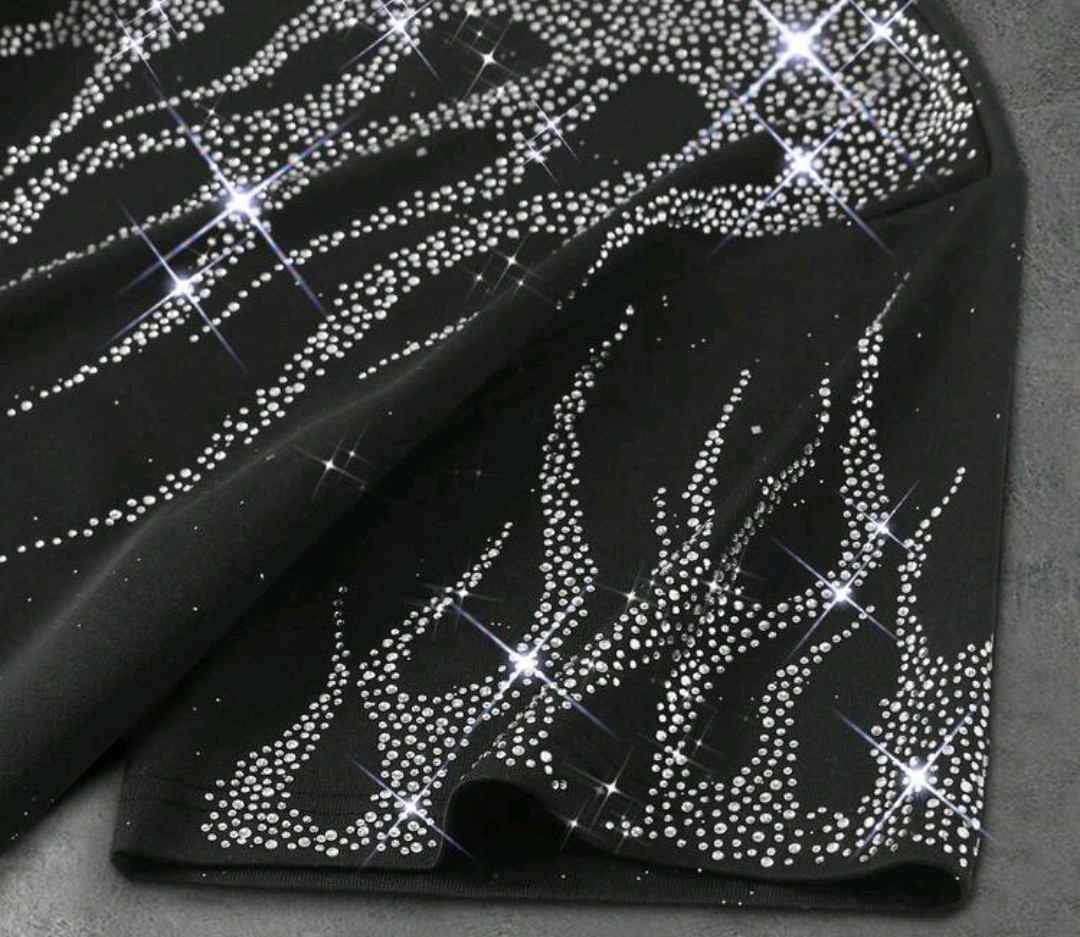 New Men Luxury Diamond Flame Rhinestones Fashion Black T-Shirt High Quality gallery