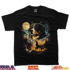 Bernese Mountain Dog Howling Moon Vintage 90S Dog Meme T-Shirt
