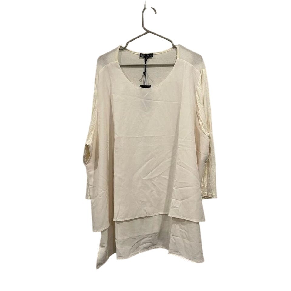 D2 Diane Gilman Womens 3X Cream Layered Tunic Top Long Sleeve Scoop Neck New