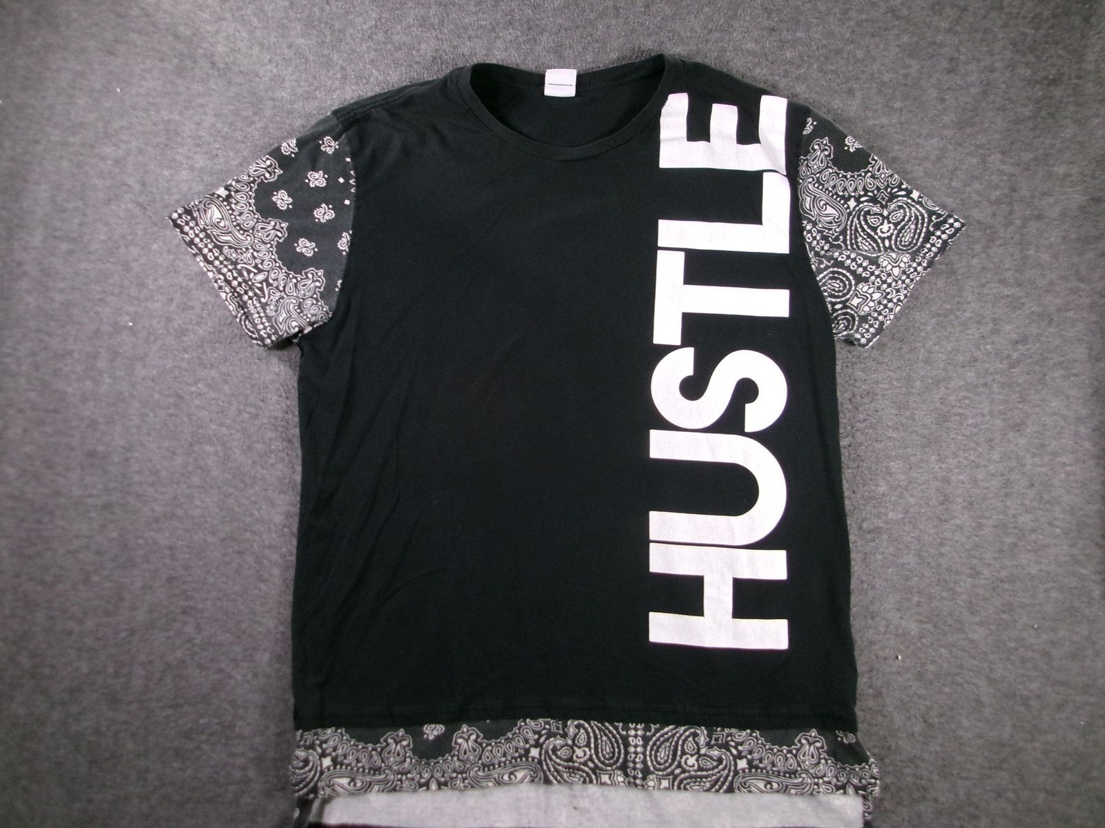 Isaac Morris Shirt Mens XXL Black HUSTLE Graphic Bandana Short Sleeve Hem gallery