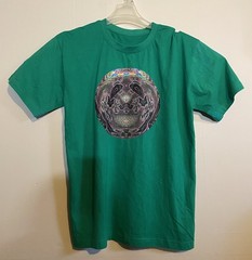 custom made t-shirts Unique Art merch Design Size Large Green Color crew neck