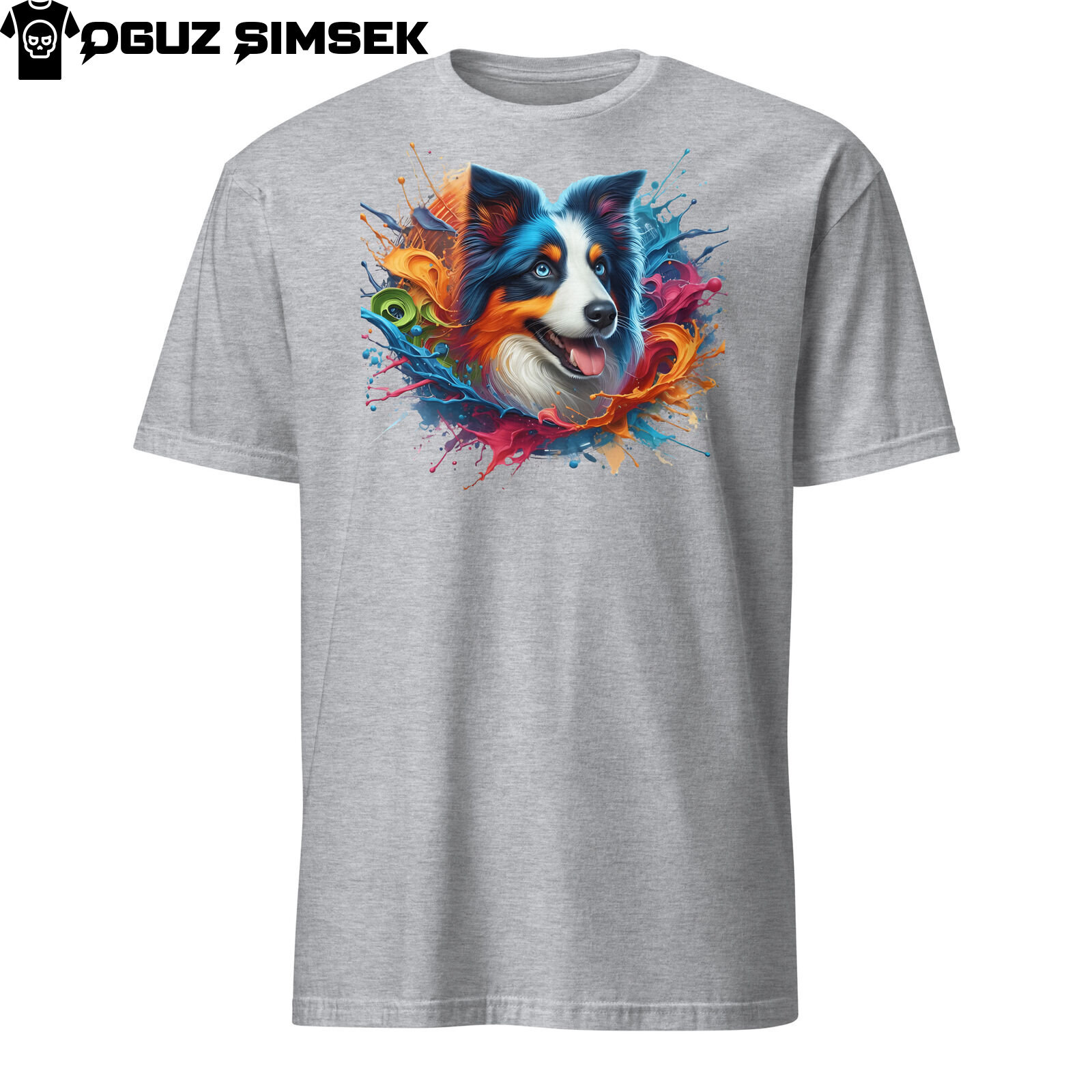 Colorful Border Collie Unisex T-Shirt – Vibrant Dog Design – Short Sleeve Tee