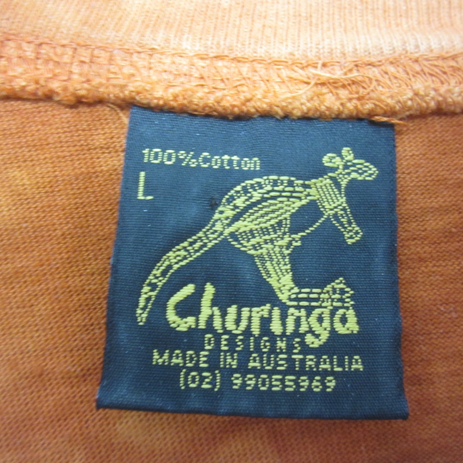 VTG 90s Churinga Australia Tie Dye Dreaming Animals Native L Indigenous Orange gallery