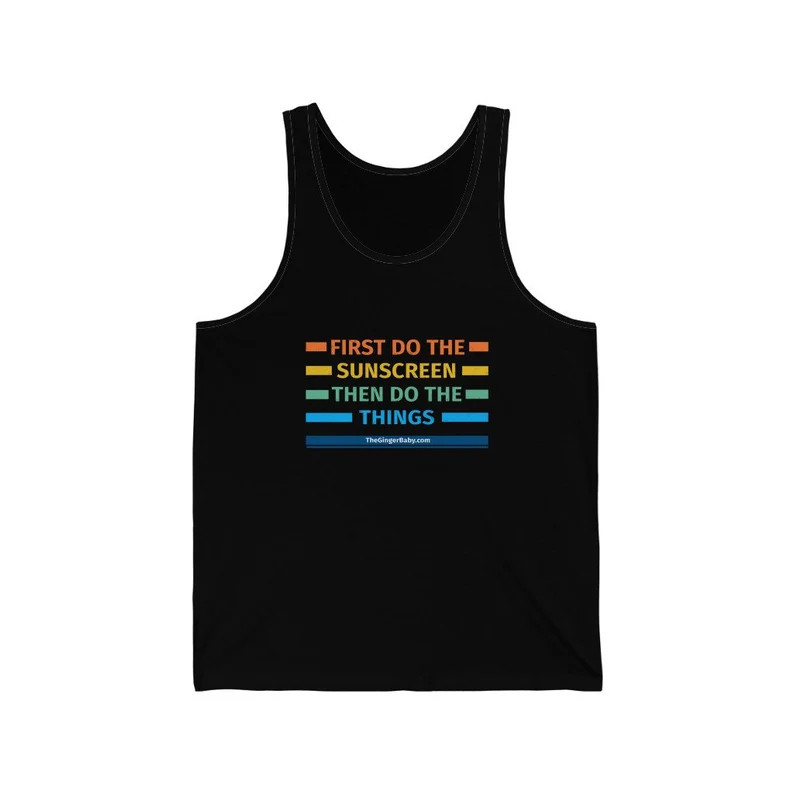 First Do The Sunscreen Funny Mens Summer Beach Tank Top Gift gallery